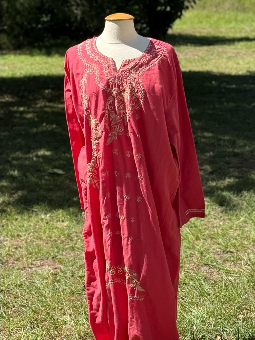 Embroidered Long-Sleeve Kaftan Tunic Dress Size XXL (CDR0003)
